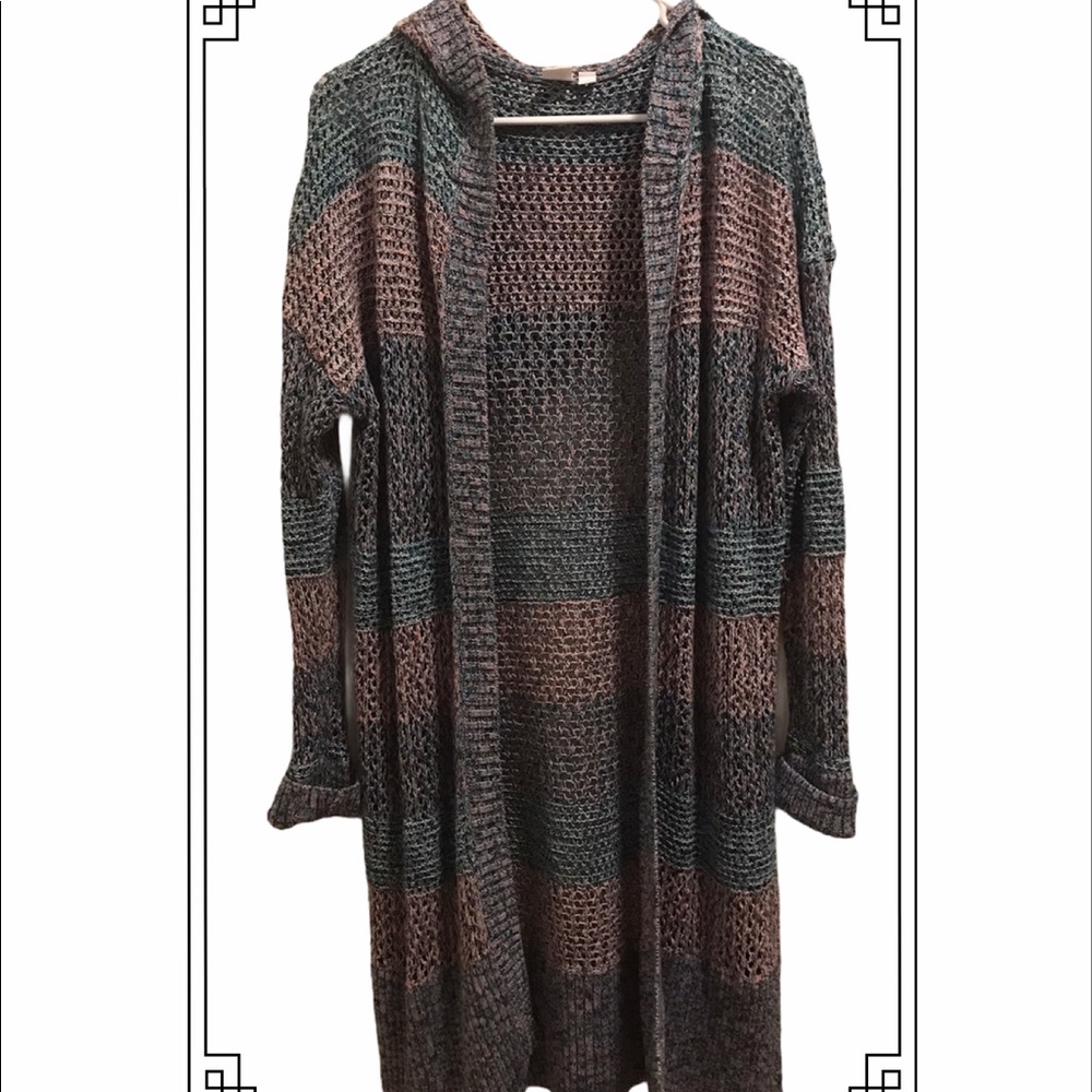 ❗️Sale❗️Gap Open-Front Hooded Open-Weaved Sweater